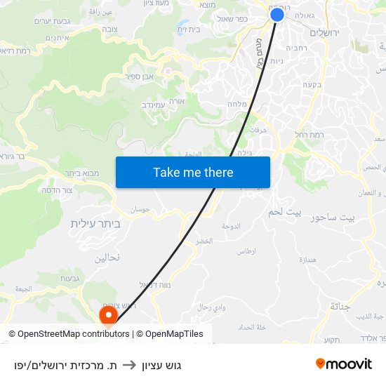 ת. מרכזית ירושלים/יפו to גוש עציון map