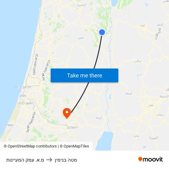 מ.א. עמק המעיינות to מטה בנימין map