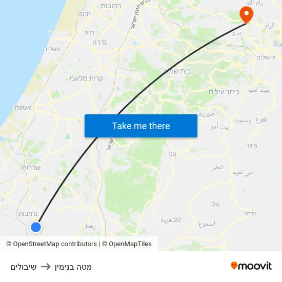 שיבולים to מטה בנימין map