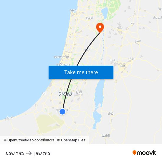 באר שבע to בית שאן map