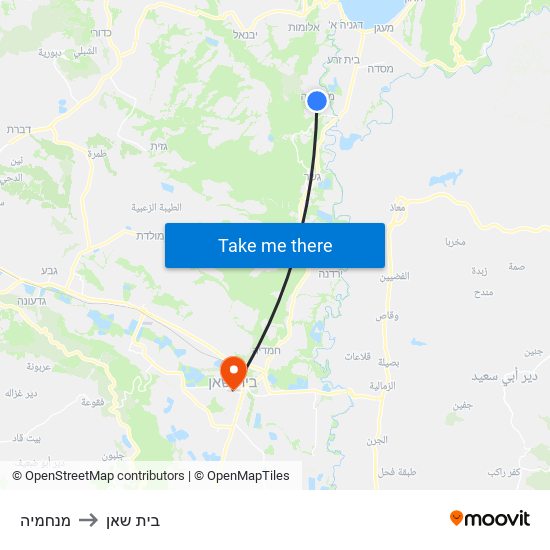 מנחמיה to בית שאן map