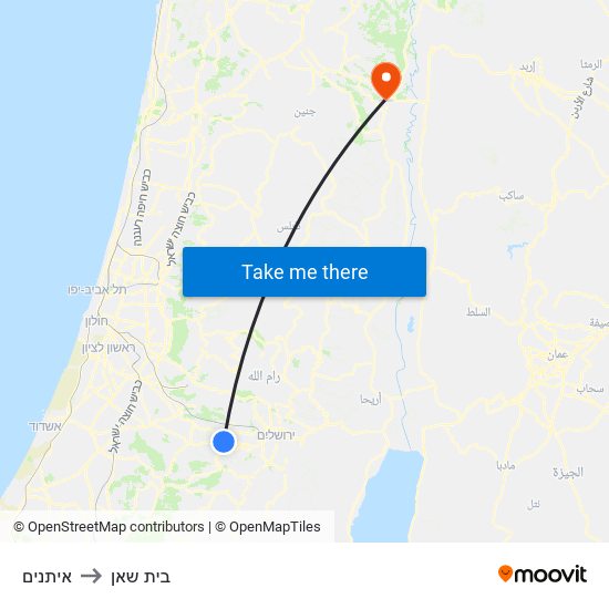 איתנים to בית שאן map