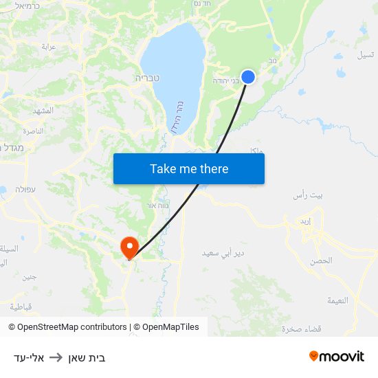 אלי-עד to בית שאן map