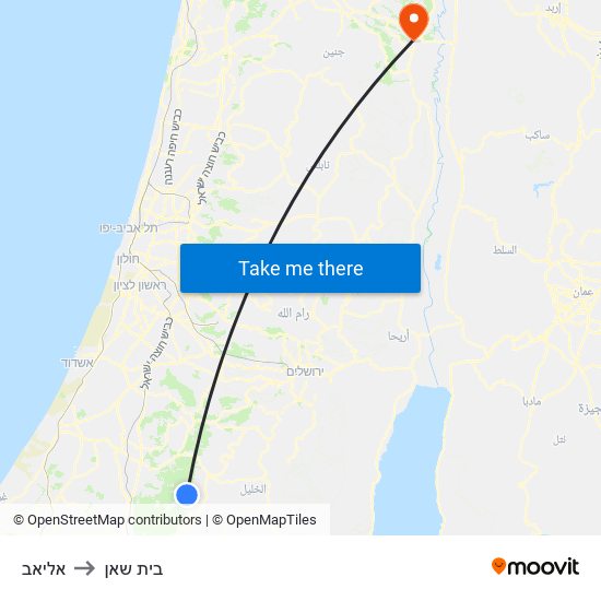 אליאב to בית שאן map