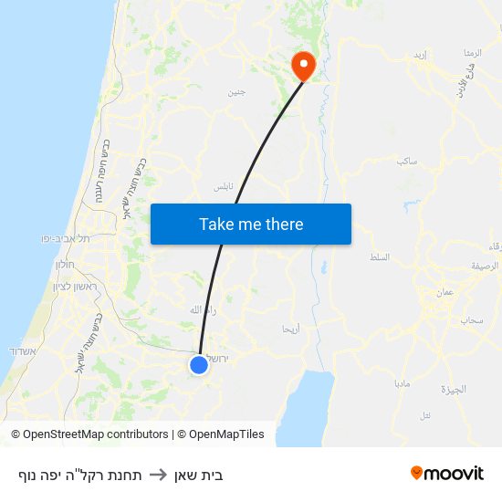 תחנת רקל''ה יפה נוף to בית שאן map