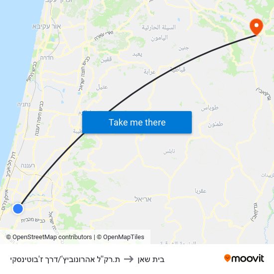 ת.רק''ל אהרונוביץ'/דרך ז'בוטינסקי to בית שאן map