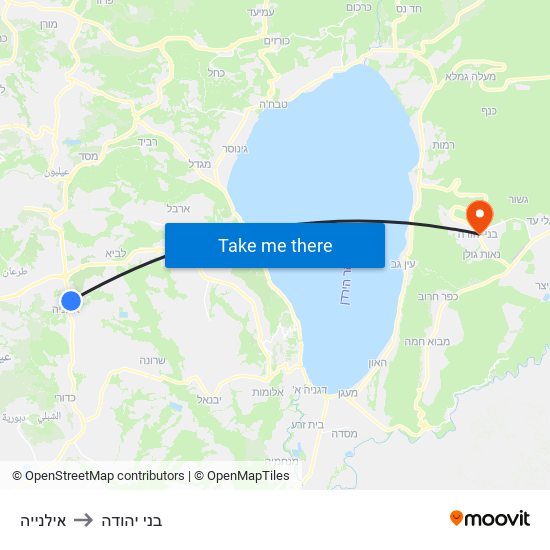 אילנייה to בני יהודה map