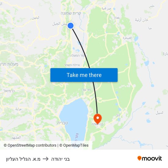 מ.א. הגליל העליון to בני יהודה map