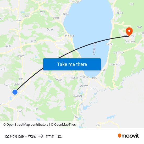 שבלי - אום אל-גנם to בני יהודה map
