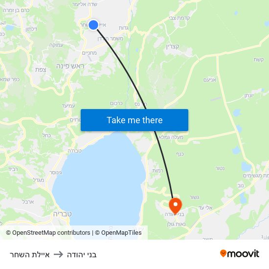 איילת השחר to בני יהודה map