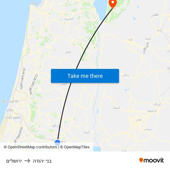 ירושלים to בני יהודה map