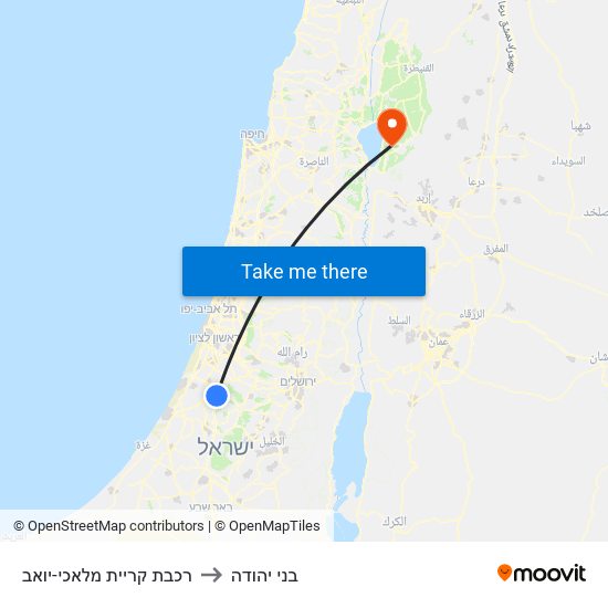 רכבת קריית מלאכי-יואב to בני יהודה map