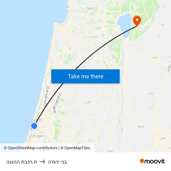 ת.רכבת ההגנה to בני יהודה map