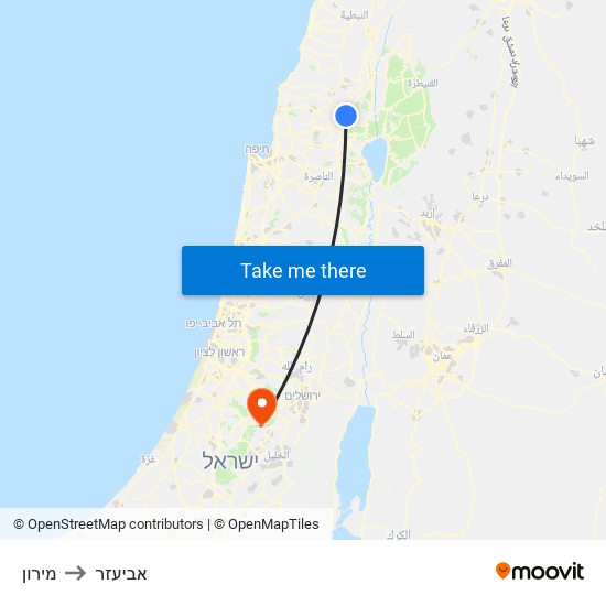 מירון to אביעזר map