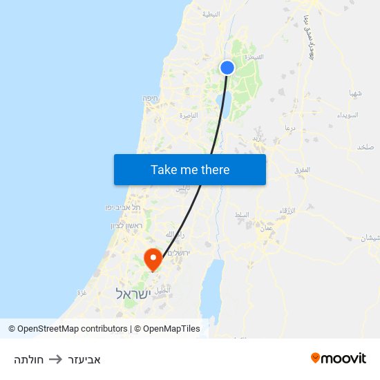 חולתה to אביעזר map