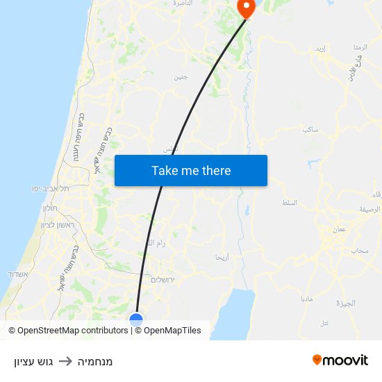 גוש עציון to מנחמיה map