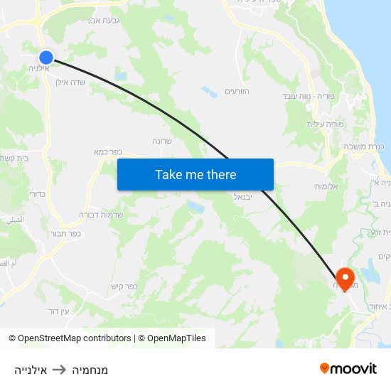 אילנייה to מנחמיה map
