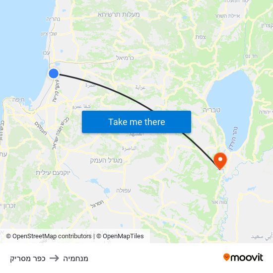 כפר מסריק to מנחמיה map