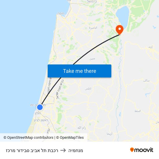 רכבת תל אביב סבידור מרכז to מנחמיה map
