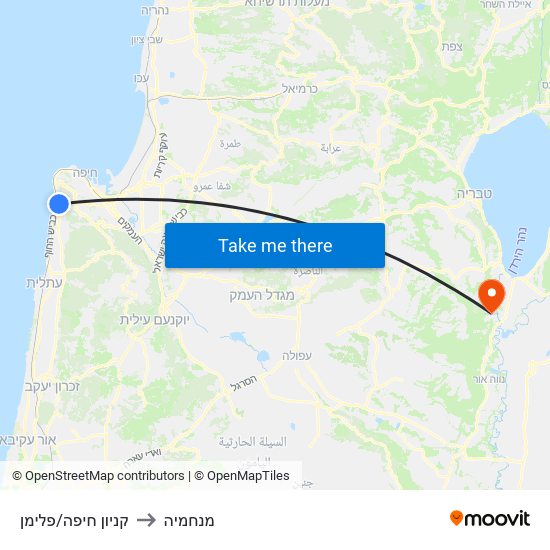קניון חיפה/פלימן to מנחמיה map