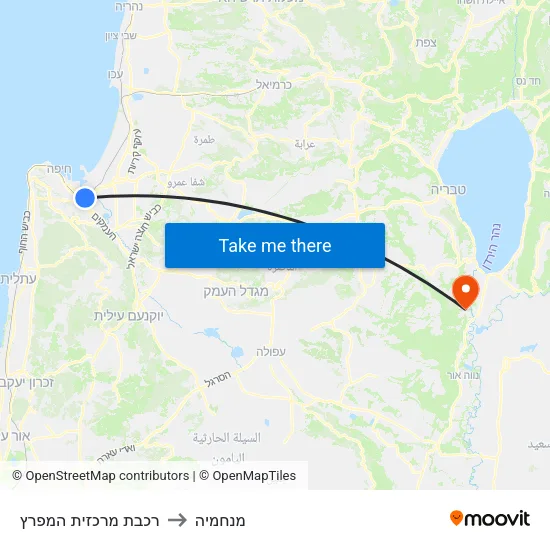רכבת מרכזית המפרץ to מנחמיה map