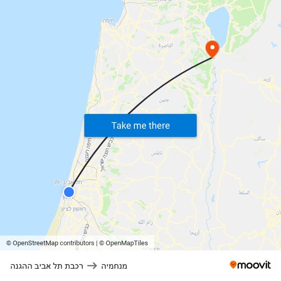 רכבת תל אביב ההגנה to מנחמיה map