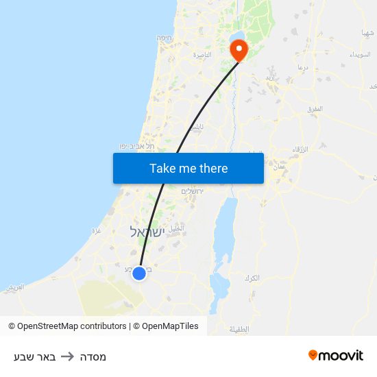 באר שבע to מסדה map