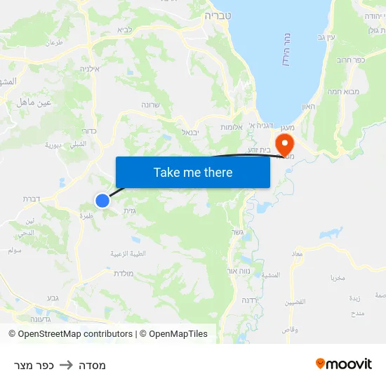 כפר מצר to מסדה map