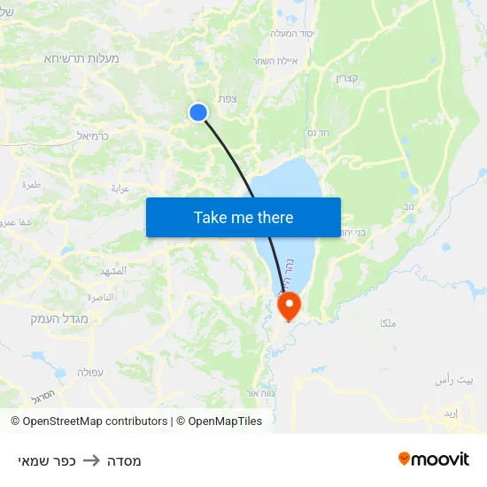כפר שמאי to מסדה map