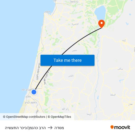 הרב כהנמן/כיכר התעשיה to מסדה map