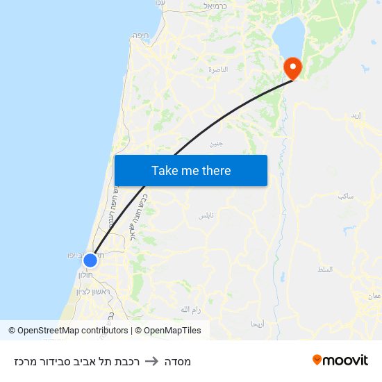 רכבת תל אביב סבידור מרכז to מסדה map