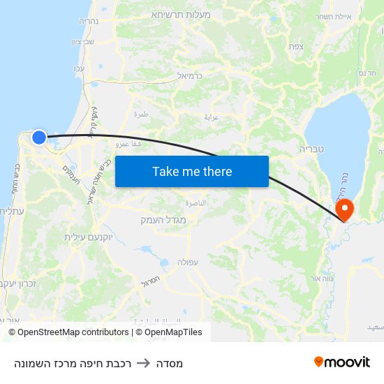 רכבת חיפה מרכז השמונה to מסדה map