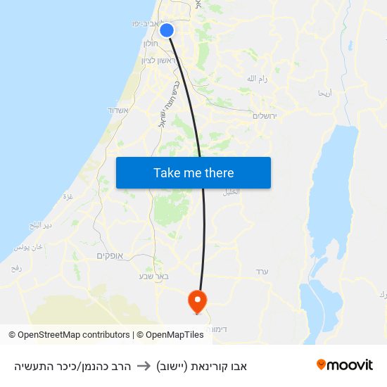 הרב כהנמן/כיכר התעשיה to אבו קורינאת (יישוב) map