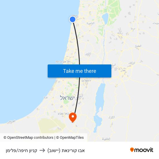 קניון חיפה/פלימן to אבו קורינאת (יישוב) map