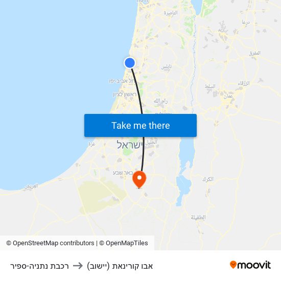 רכבת נתניה-ספיר to אבו קורינאת (יישוב) map