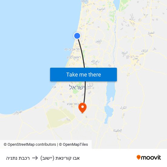 רכבת נתניה to אבו קורינאת (יישוב) map