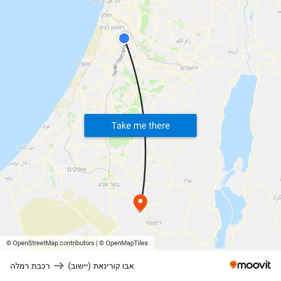 רכבת רמלה to אבו קורינאת (יישוב) map