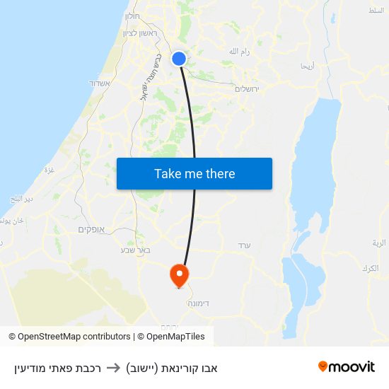 רכבת פאתי מודיעין to אבו קורינאת (יישוב) map