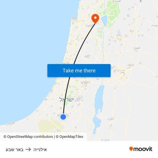 באר שבע to אילנייה map