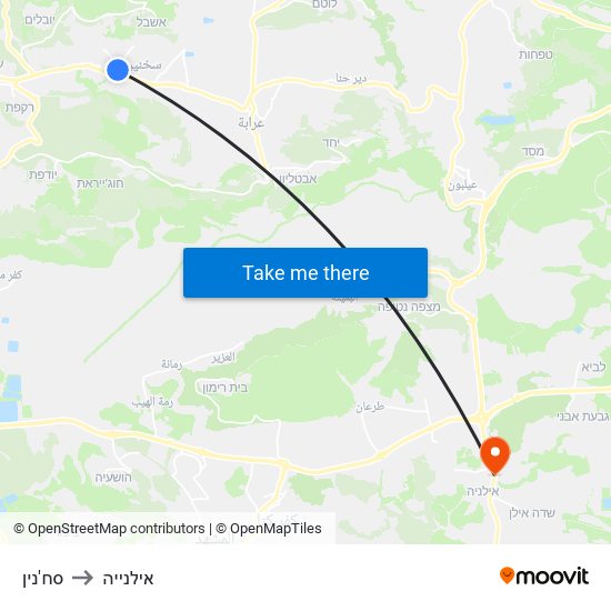 סח'נין to אילנייה map