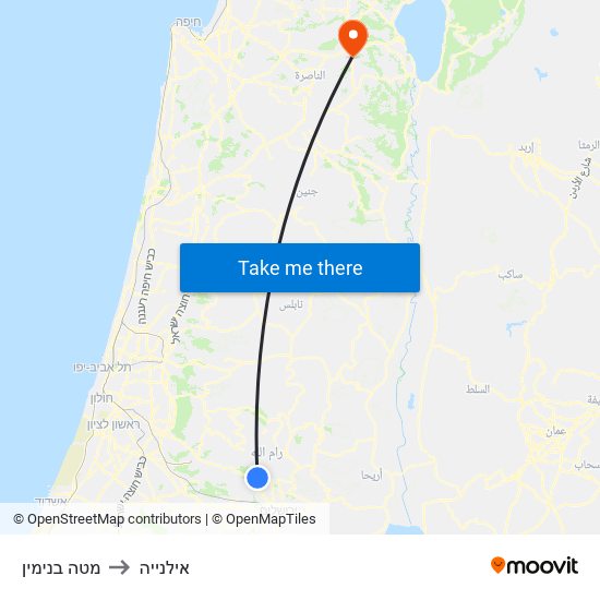 מטה בנימין to אילנייה map