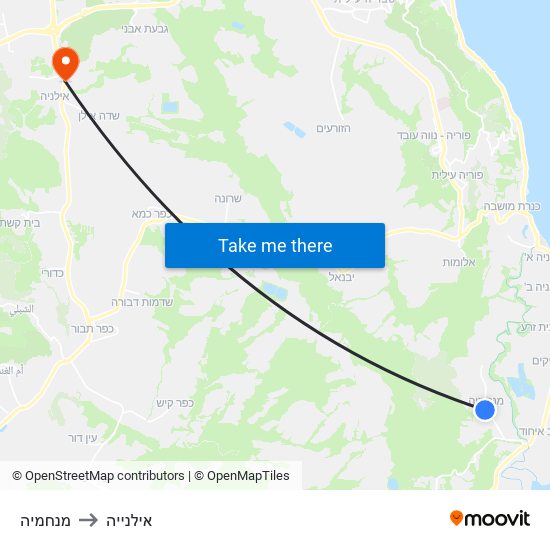 מנחמיה to אילנייה map