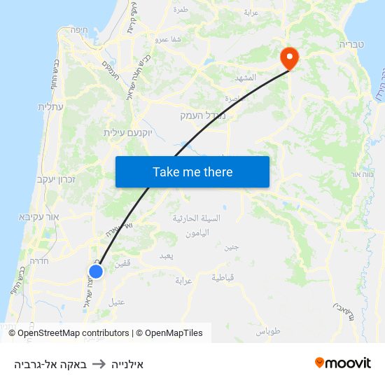 באקה אל-גרביה to אילנייה map