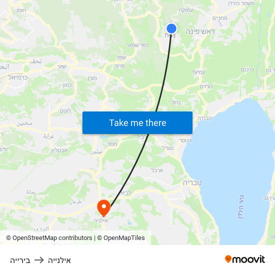 בירייה to אילנייה map