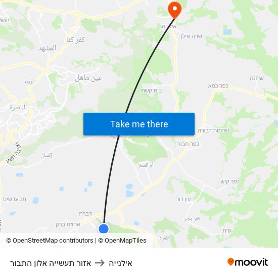 אזור תעשייה אלון התבור to אילנייה map