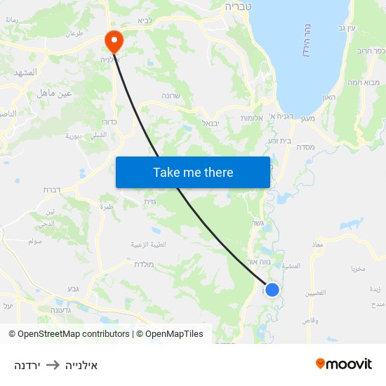 ירדנה to אילנייה map