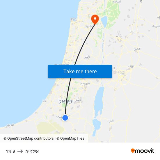 עומר to אילנייה map