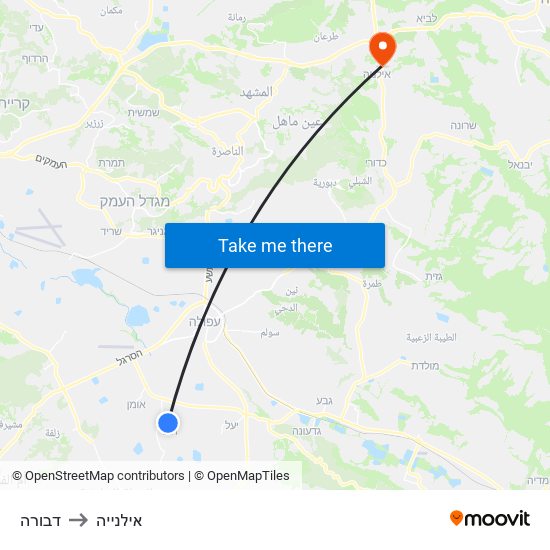 דבורה to אילנייה map