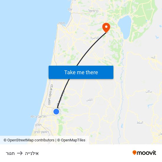 חגור to אילנייה map