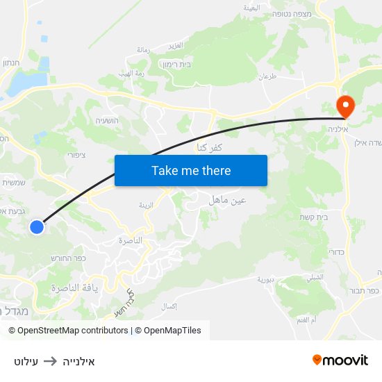 עילוט to אילנייה map
